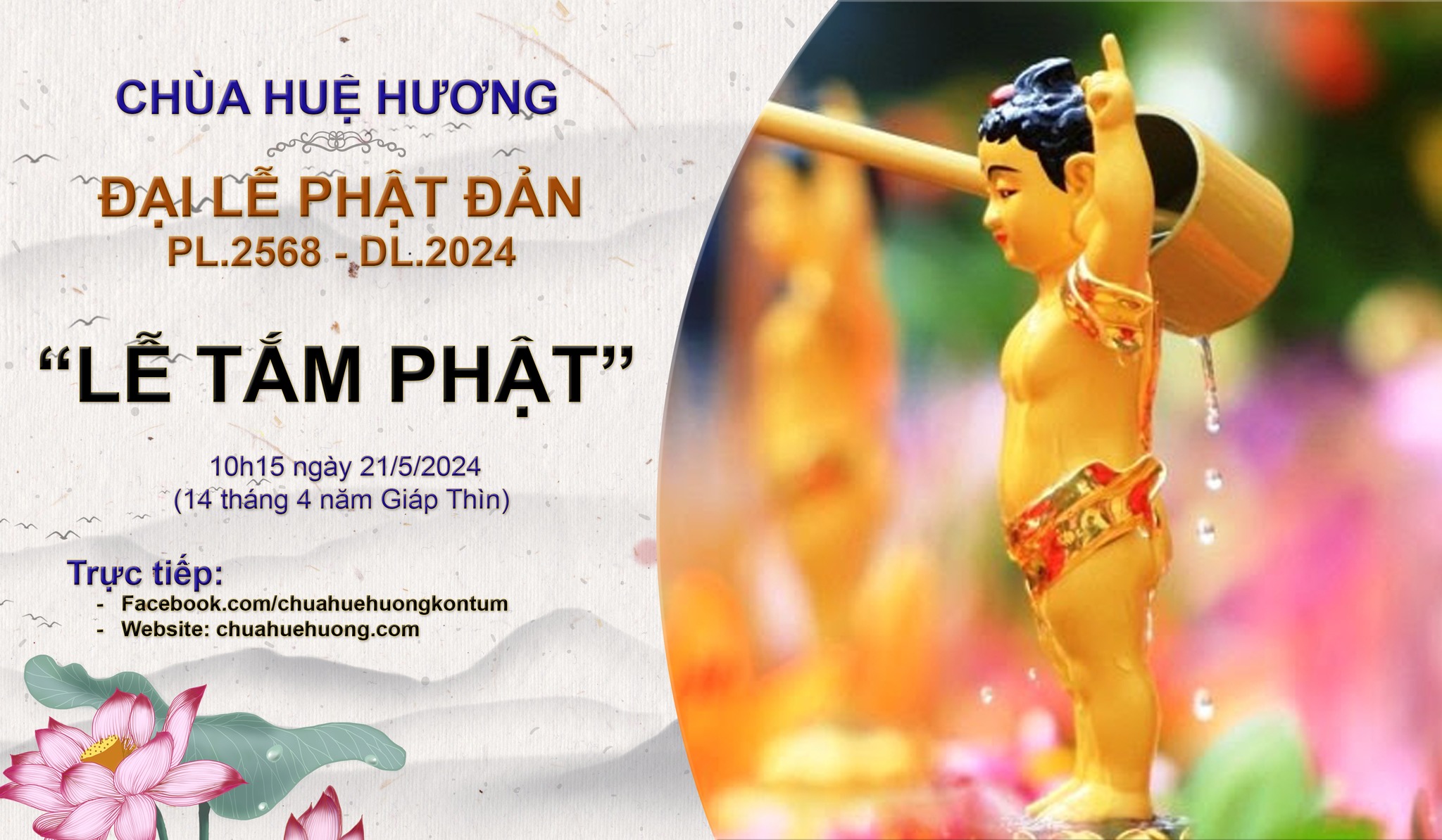 Chùa Huệ Hương trang nghiêm tổ chức: “LỄ TẮM PHẬT”